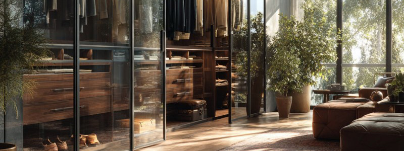 Large Walk-in Wardrobe with Double Glass Sliding Doors