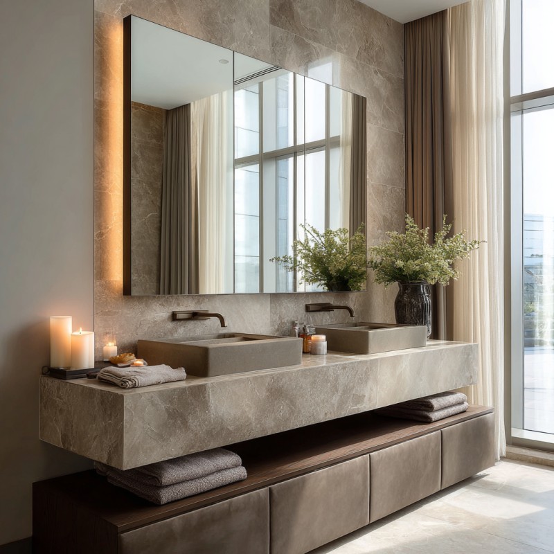 High-End Double Basin Floating Vanity