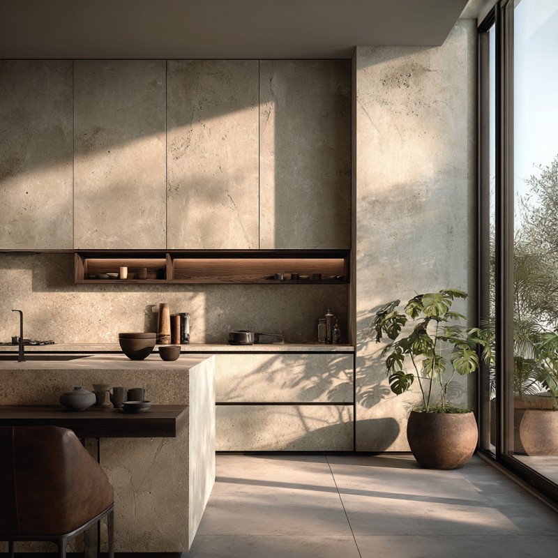 Mobili da cucina in pietra sinterizzata senza soluzione di continuità